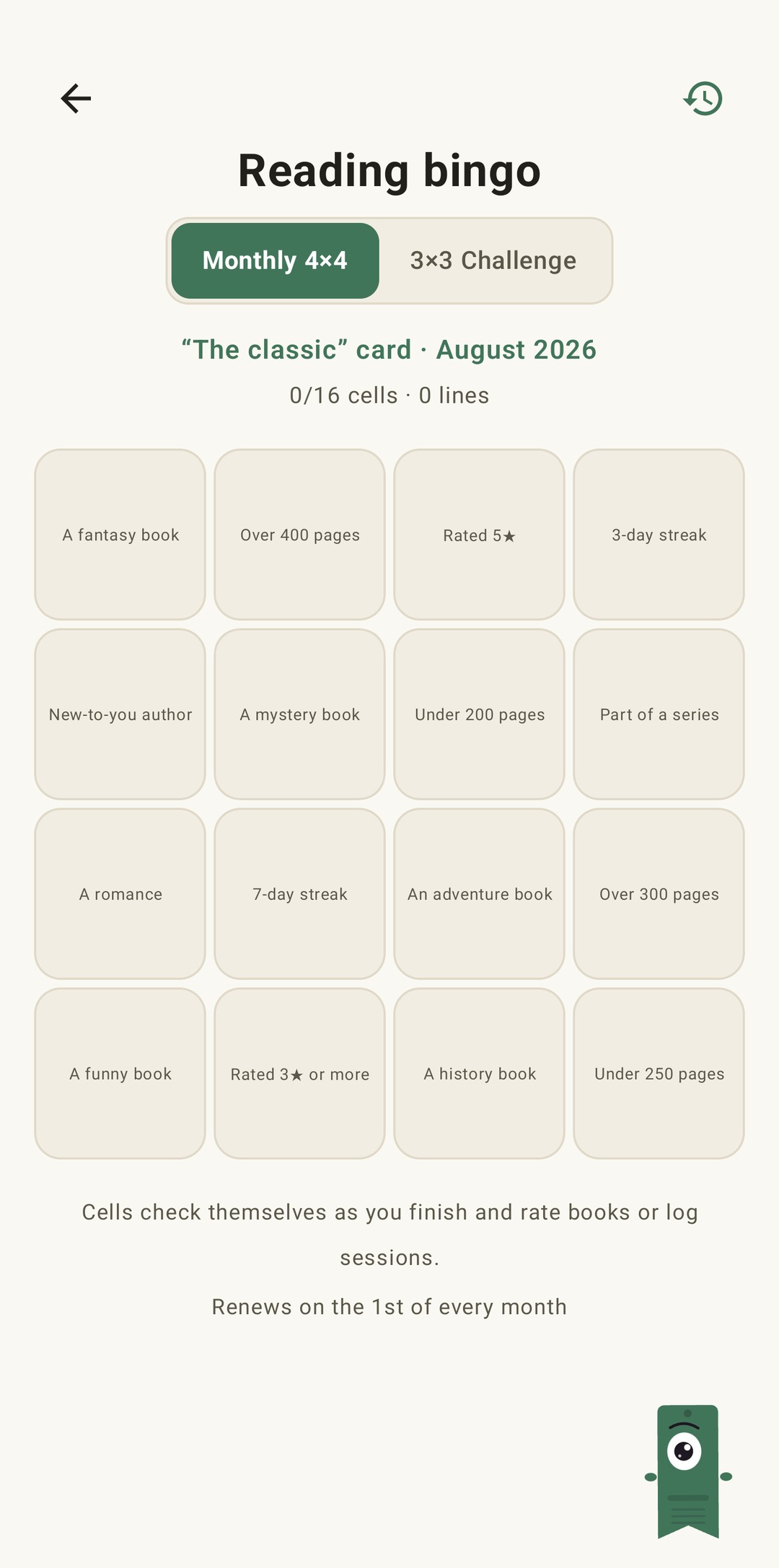 Reading bingo