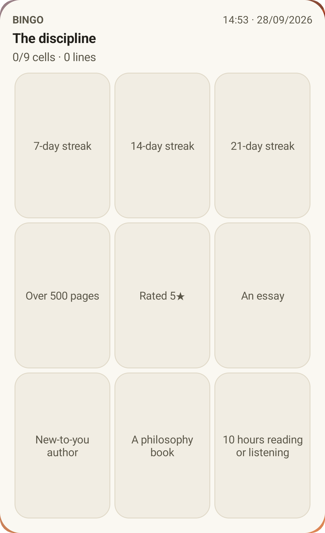Bingo widget