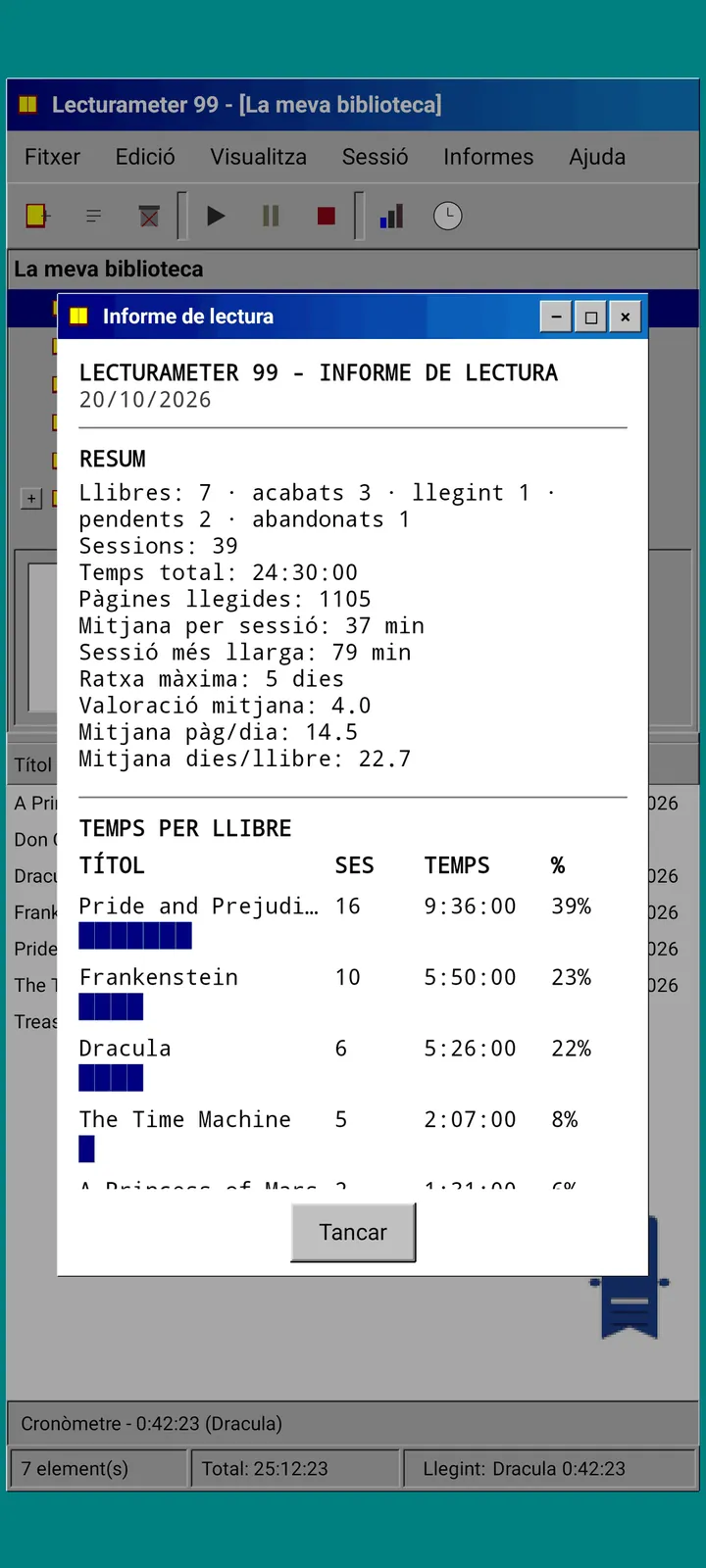 Lecturameter 1999: informe de lectura en text monoespaiat