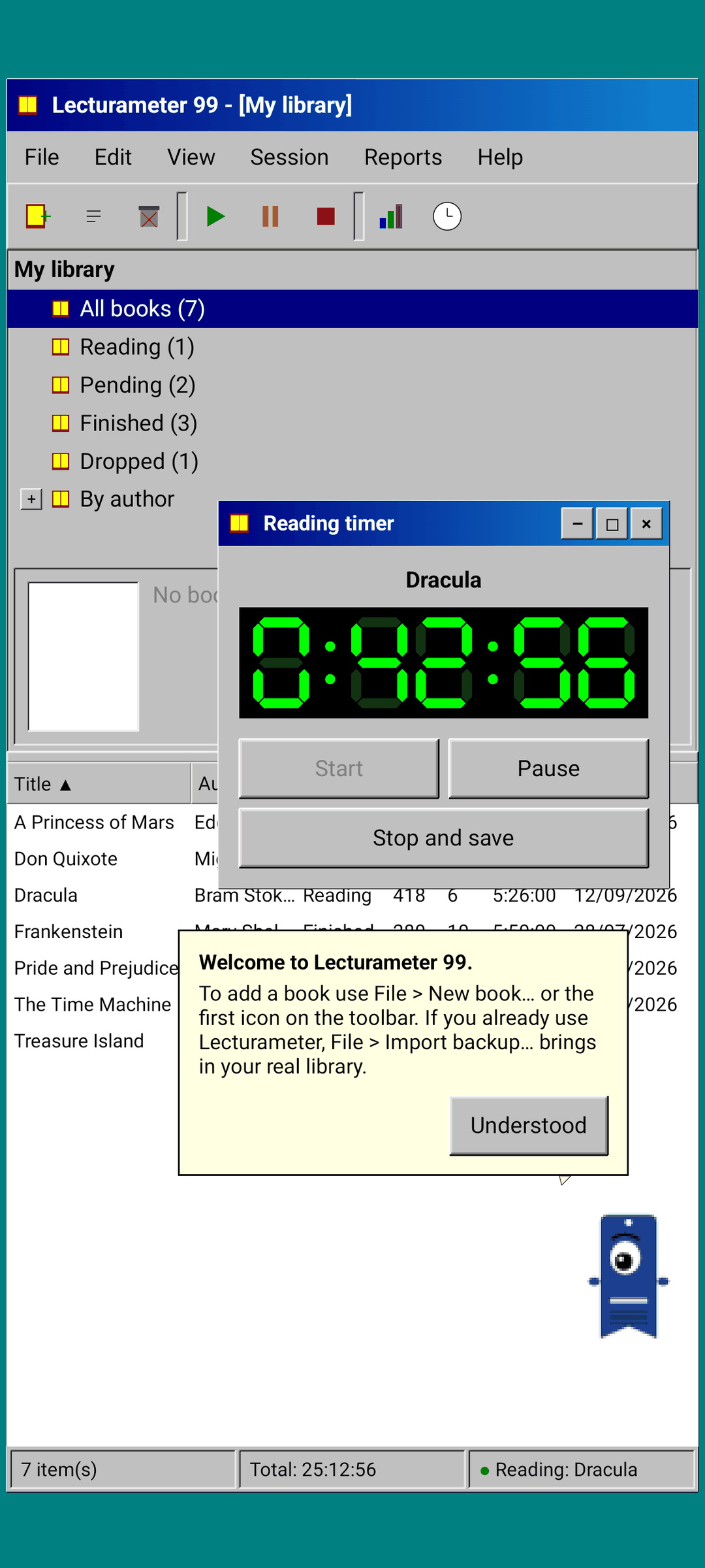 Lecturameter 1999: pixelated Pagi with a yellow tip balloon