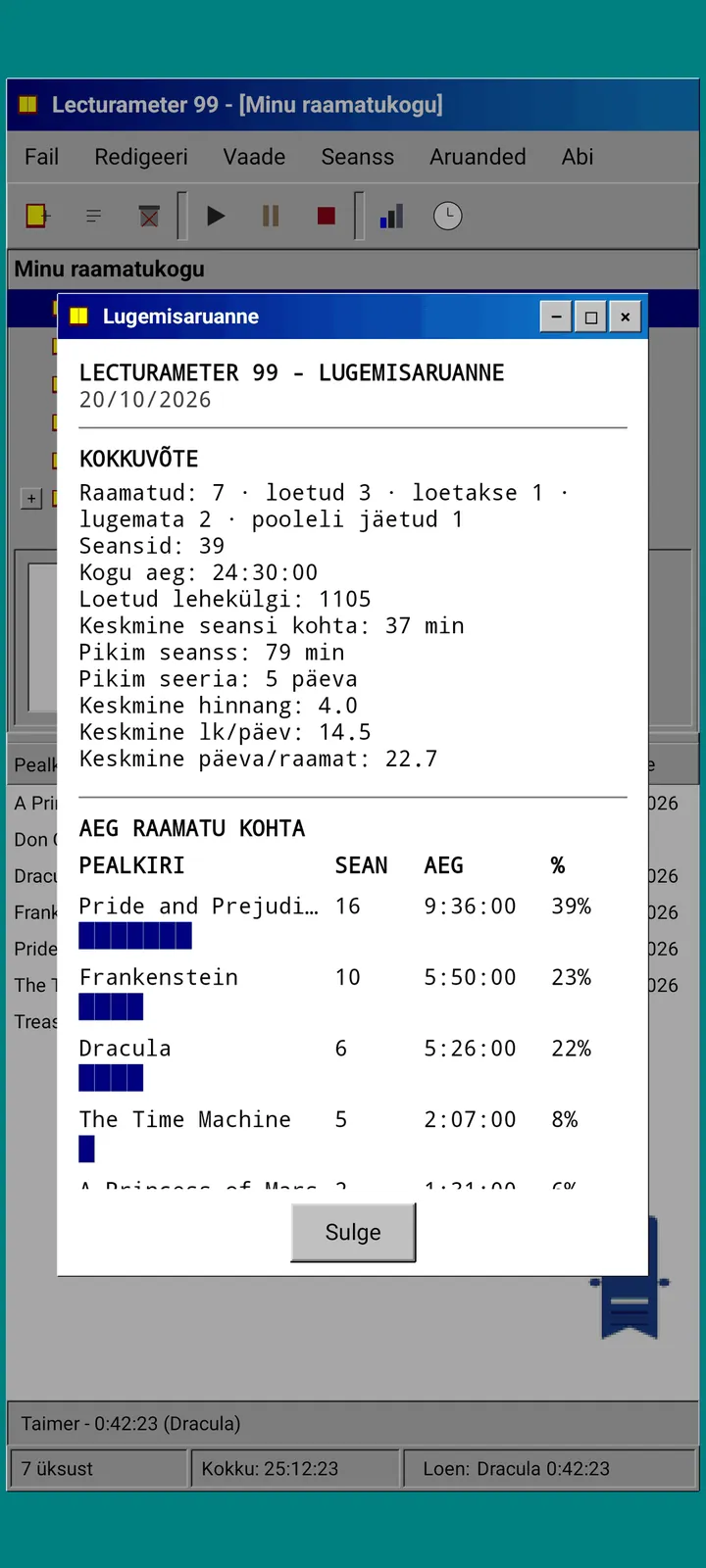 Lecturameter 1999: lugemisaruanne püsisammkirjas