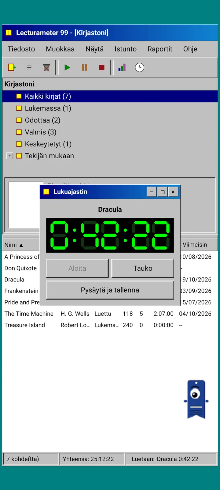 Lecturameter 1999: kelluva ajastinikkuna LCD-näytöllä