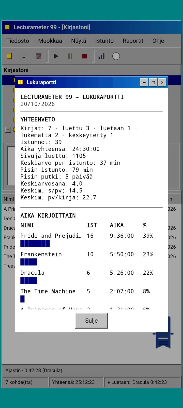 Lecturameter 1999: lukuraportti tasalevyisellä tekstillä