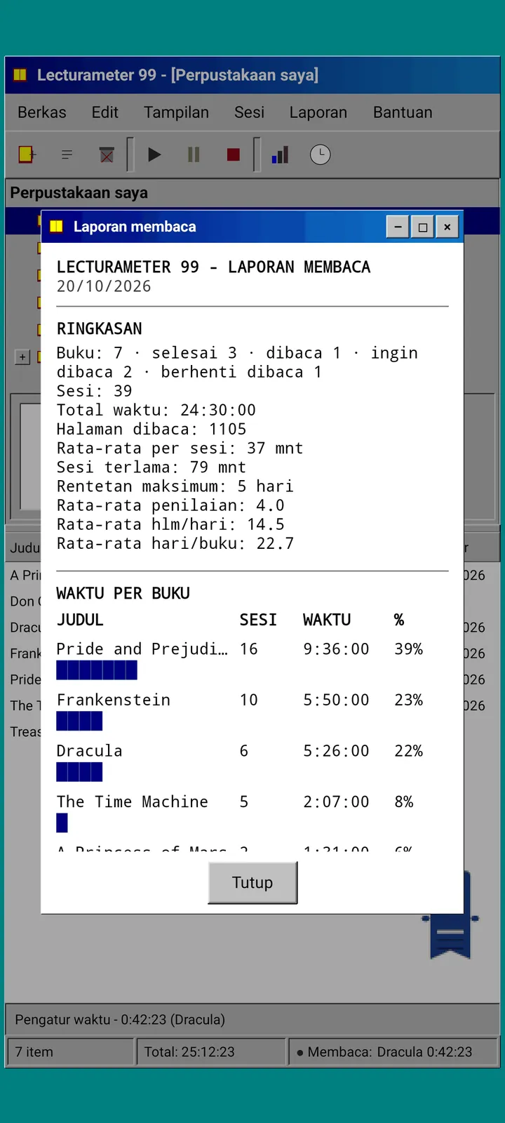 Lecturameter 1999: laporan membaca dalam teks monospasi