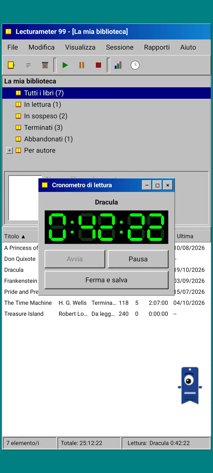 Lecturameter 1999: finestra mobile del cronometro con display LCD