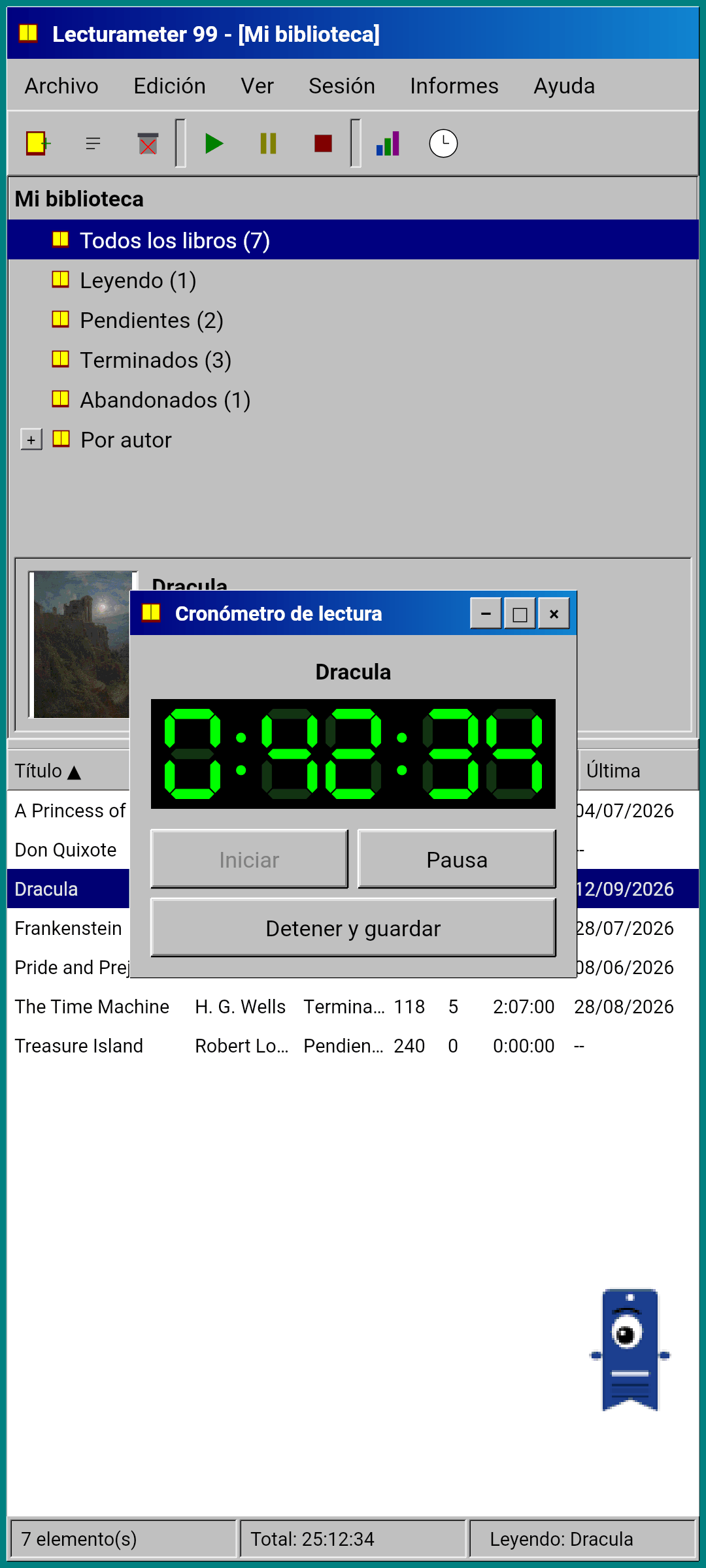 Floating timer window with LCD display