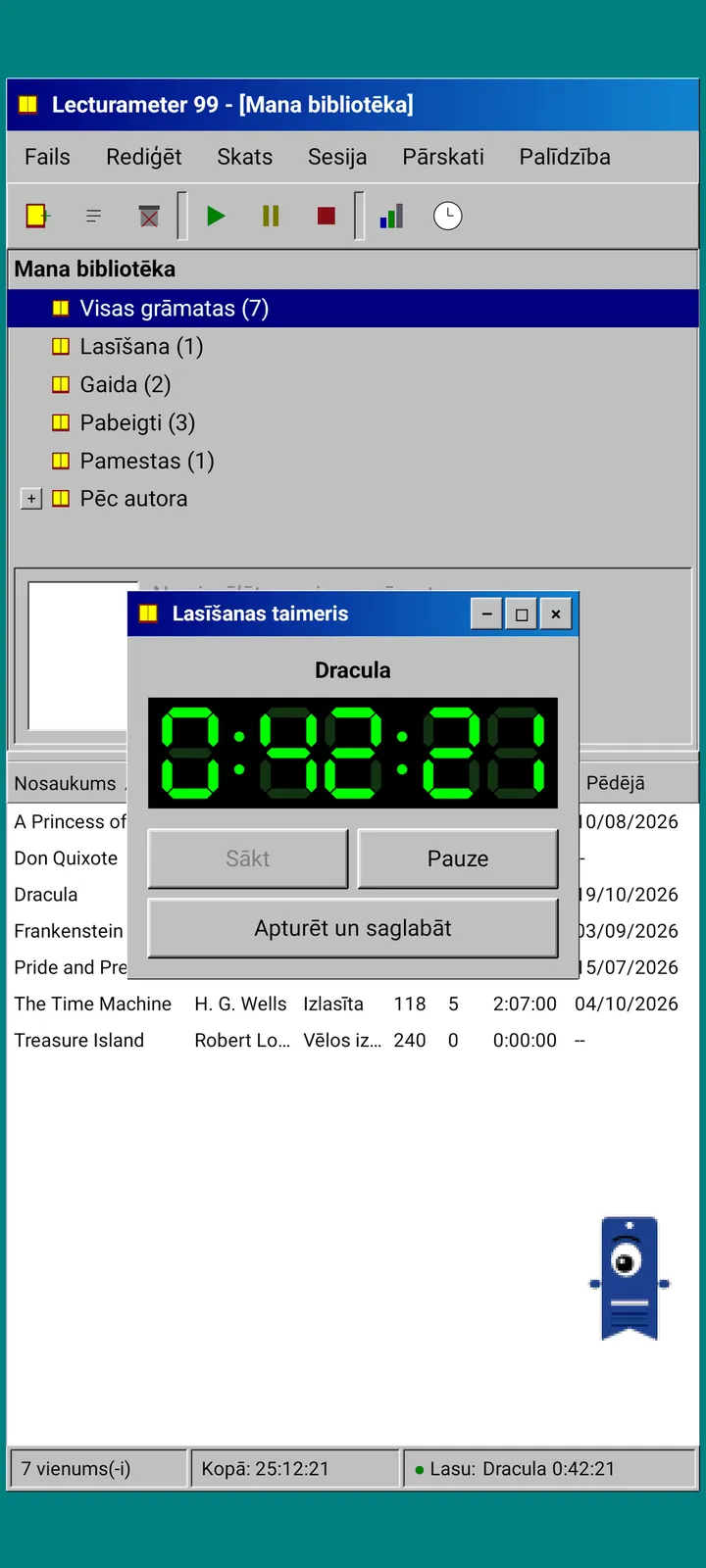 Lecturameter 1999: peldošs taimera logs ar LCD displeju