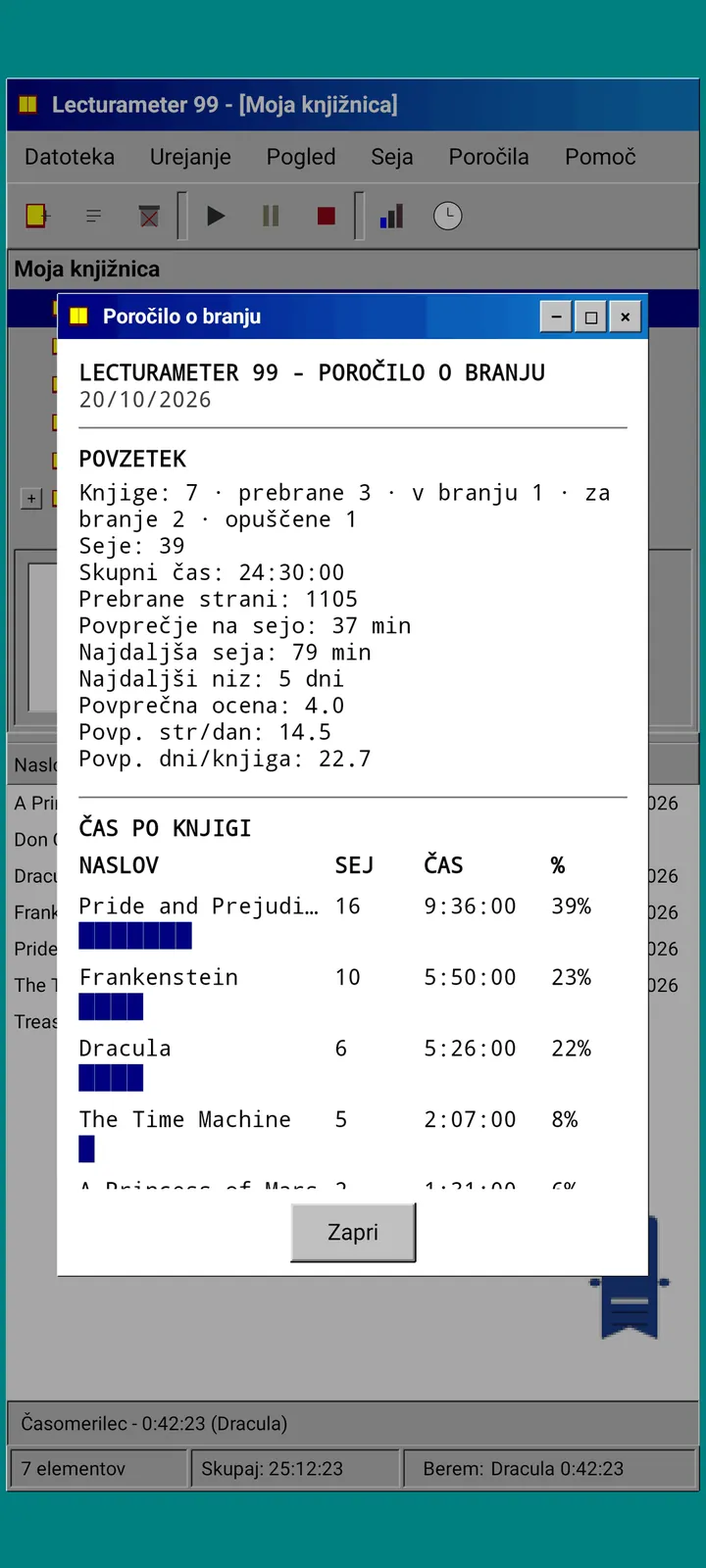 Lecturameter 1999: bralno poročilo v besedilu z enakomerno širino znakov