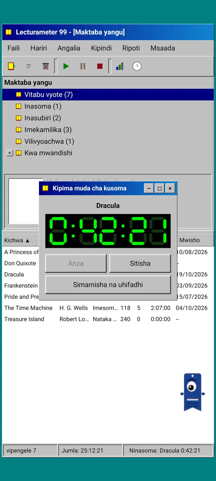 Lecturameter 1999: dirisha la kipima muda linaloelea lenye onyesho la LCD