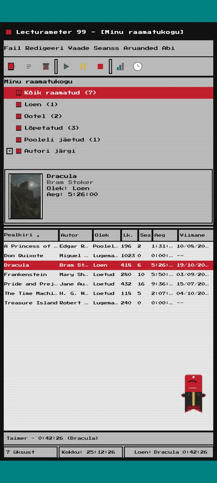 Lecturameter 1999 teemaga 8-bitine: peaaken raamatukogu ja raamatutabeliga