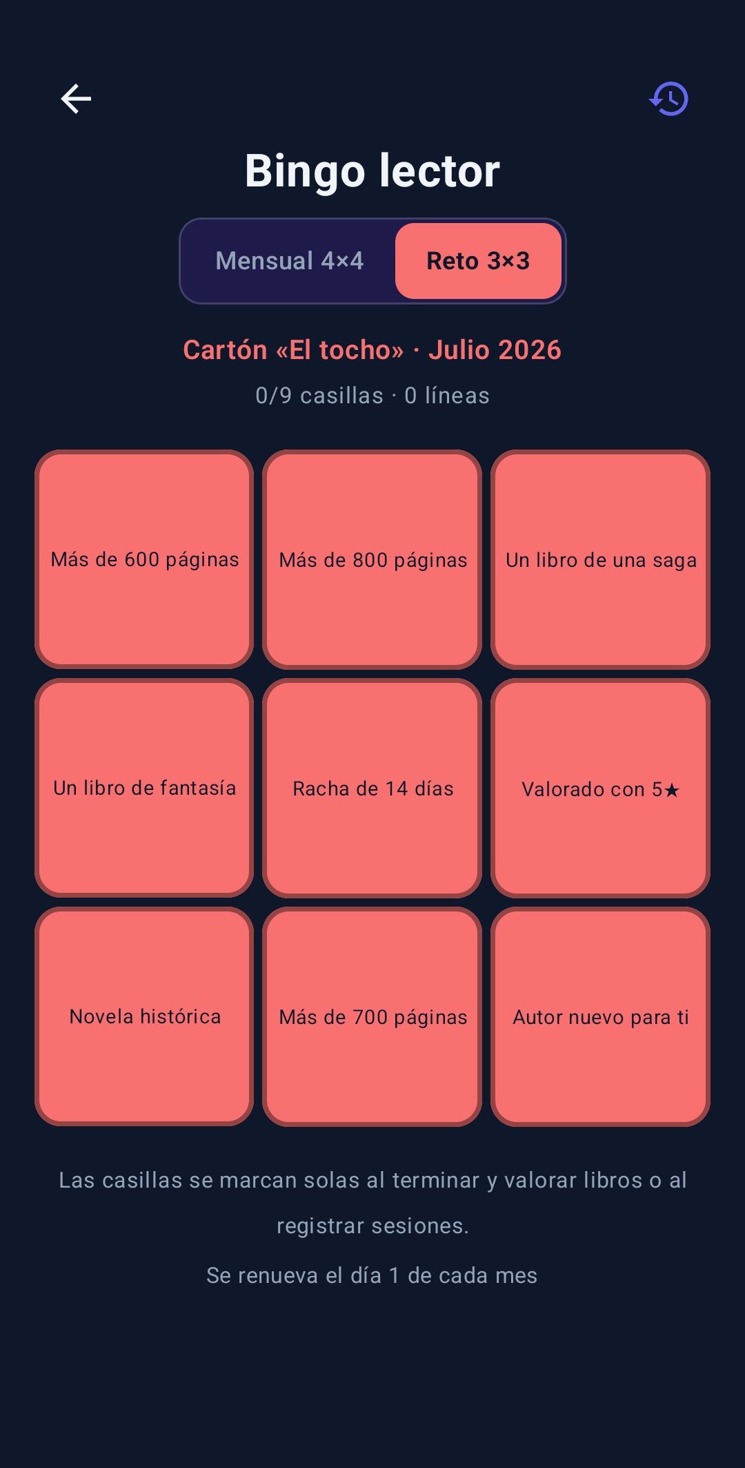 Retos y bingo lector